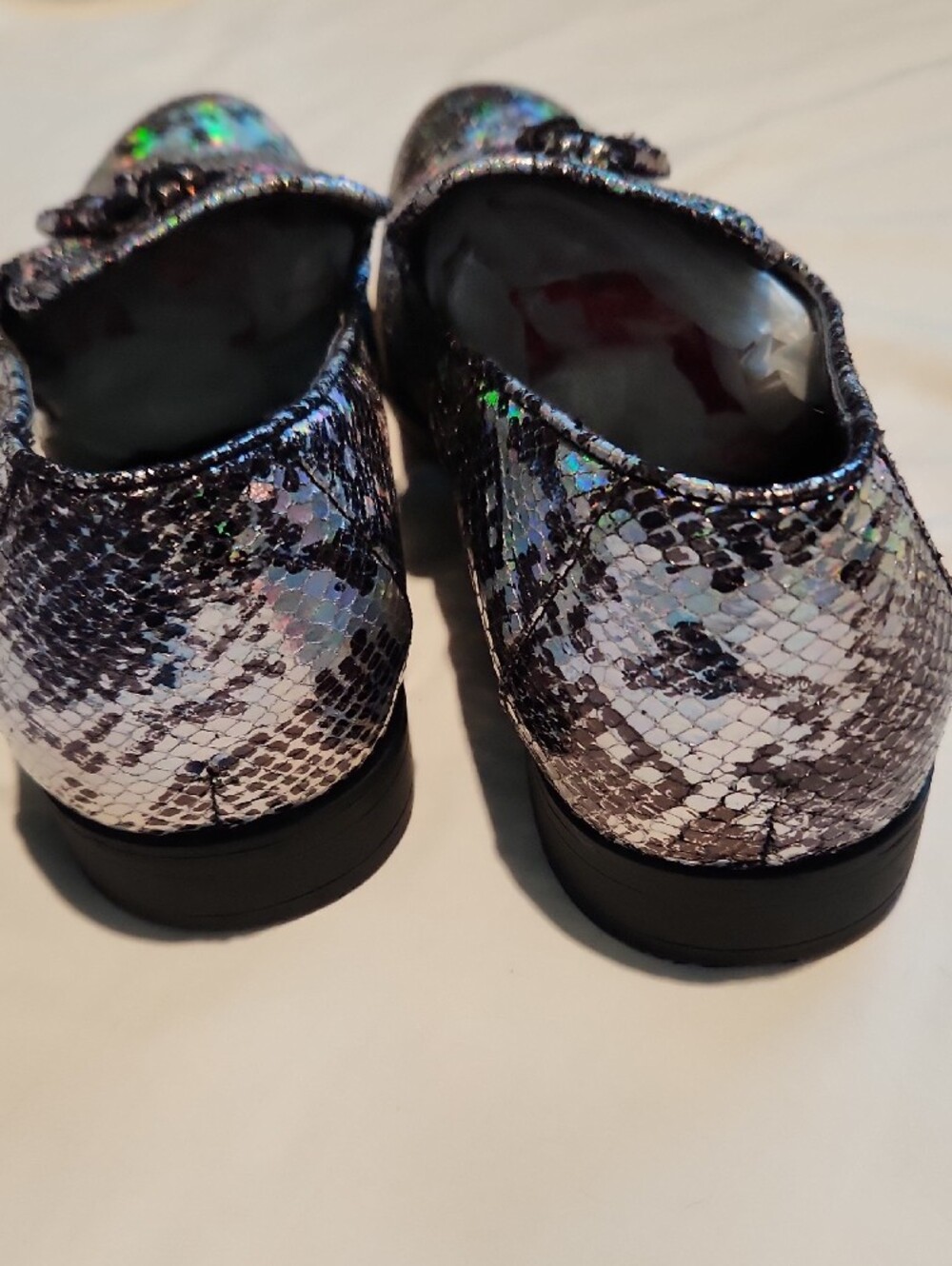 ASOS Men’s Holographic Snake-Print Slip-On Dress Shoes - Silver/Black Sz11🔥 - Picture 5 of 7